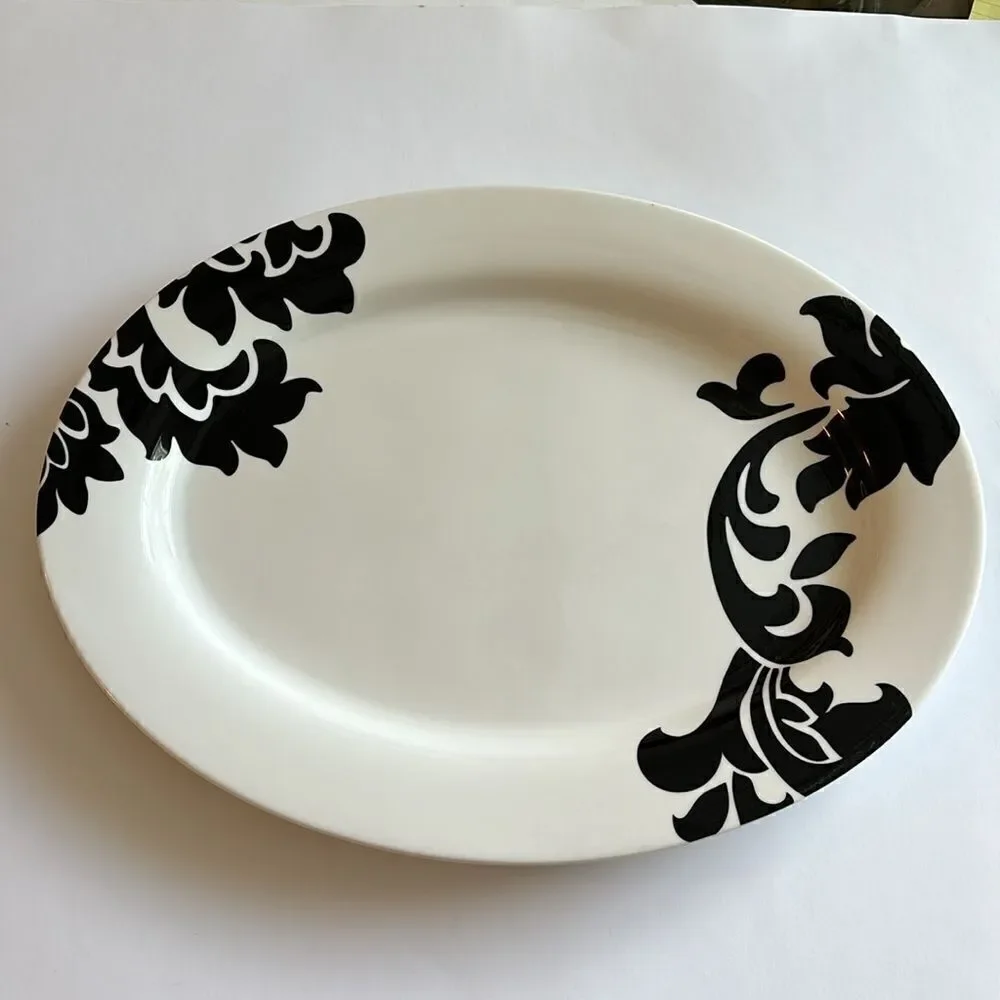 Martha Stewart Collection Lisbon Large Oval Serving Platter Black White Macy’s